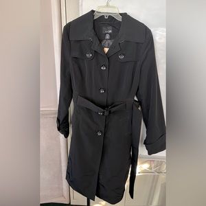 East 5th women’s large trench rain all season coat black knee length